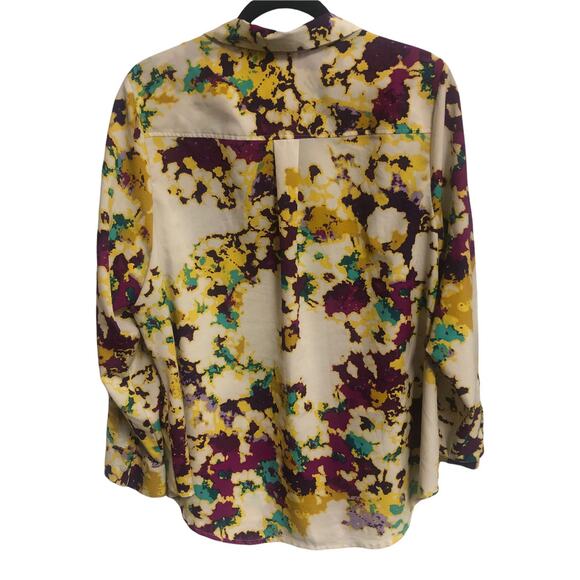 Apt. 9 Womens Blouse Large Splash Floral Fractal Button Down Long Sleeve… - Picture 2 of 5